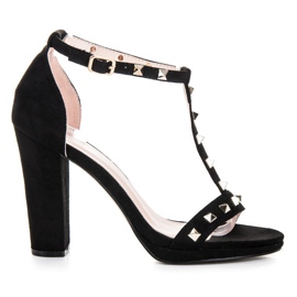 Seastar Czarne sandały na słupku