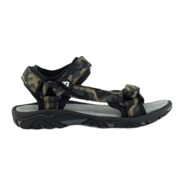 American Club Sandały z wkładką skórzaną American 1728 czarne brązowe