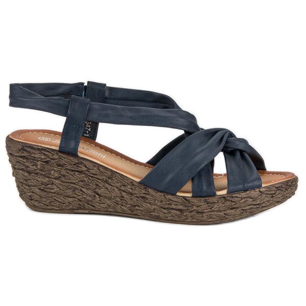 Wsuwane sandały na koturnie niebieskie