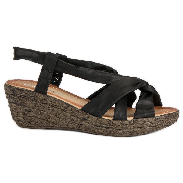 Wsuwane sandały na koturnie czarne