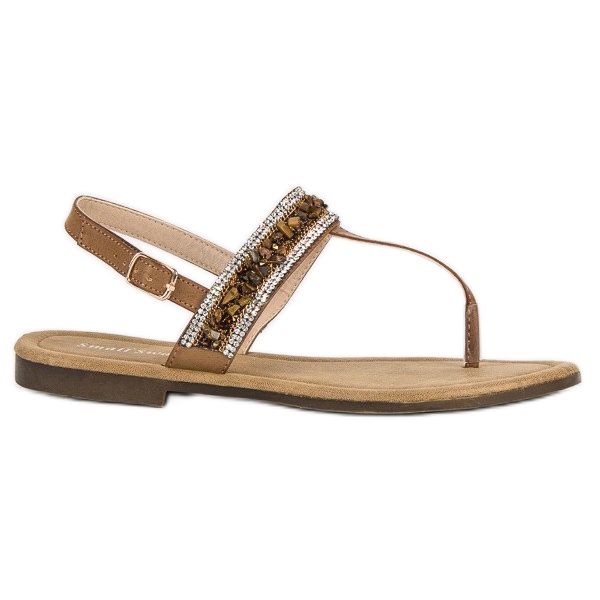 Small Swan Brązowe sandałki japonki