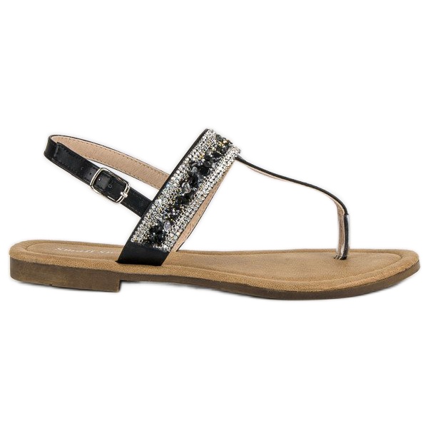 Small Swan Czarne Sandały Japonki