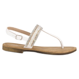 Small Swan Białe sandały japonki