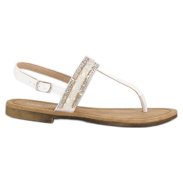 Small Swan Białe sandały japonki