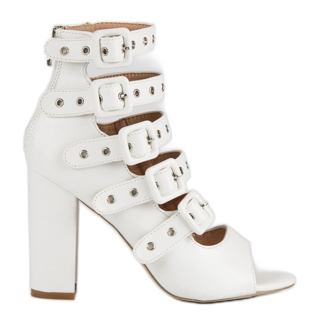 Rockowe sandały na słupku vices białe