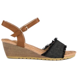 Wygodne sandały na koturnie brązowe