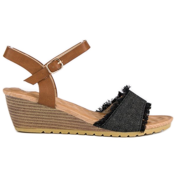 Wygodne sandały na koturnie brązowe