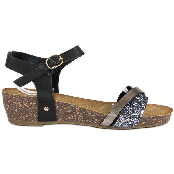 Wygodne sandały na koturnie czarne