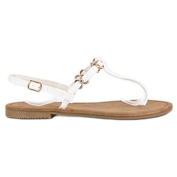 Comer Białe płaskie sandały japonki