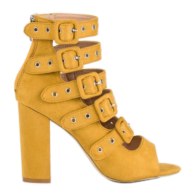 Rockowe sandały na słupku vices żółte