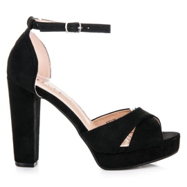 Seastar Wygodne Sandałki Na Obcasie czarne