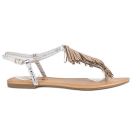 Srebrne Sandały Japonki szare