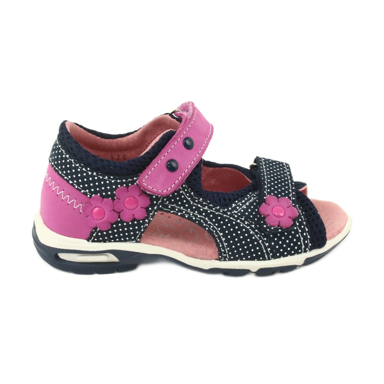 Sandałki na rzepy Ren But granatowe różowe białe