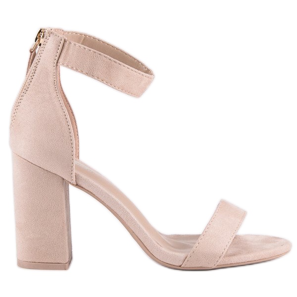 Zamszowe sandały na suwak brązowe