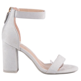 Zamszowe sandały na suwak szare