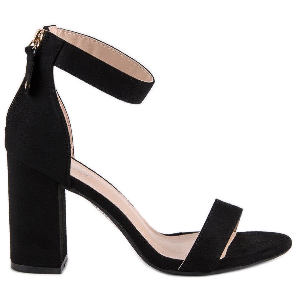 Zamszowe sandały na suwak czarne