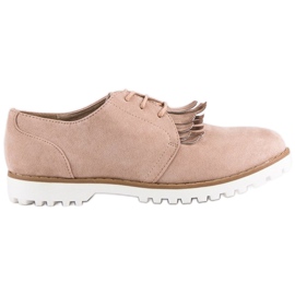 Wiązane zamszowe półbuty boho brązowe