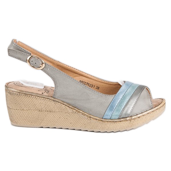 Wygodne sandały na koturnie szare