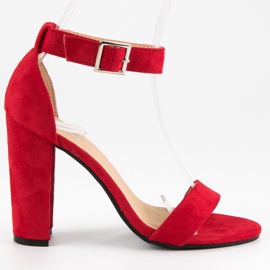 Klasyczne Sandały Na Słupku czerwone