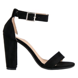 Klasyczne Sandały Na Słupku czarne