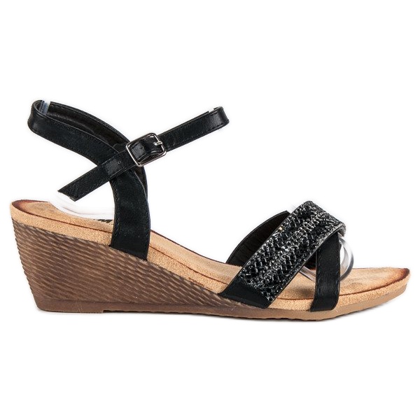 Fama Sandały z ozdobami czarne