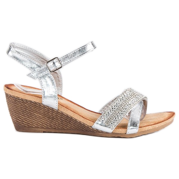 Fama Sandały z ozdobami szare