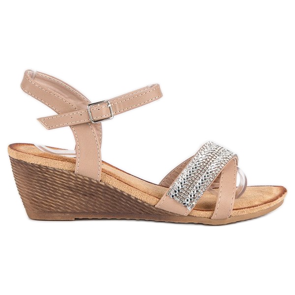 Fama Sandały z ozdobami brązowe