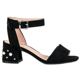 Erynn Sandały z perełkami czarne