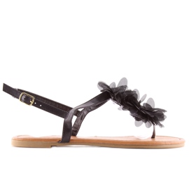 Sandałki z kwiatkami czarne CK36P black