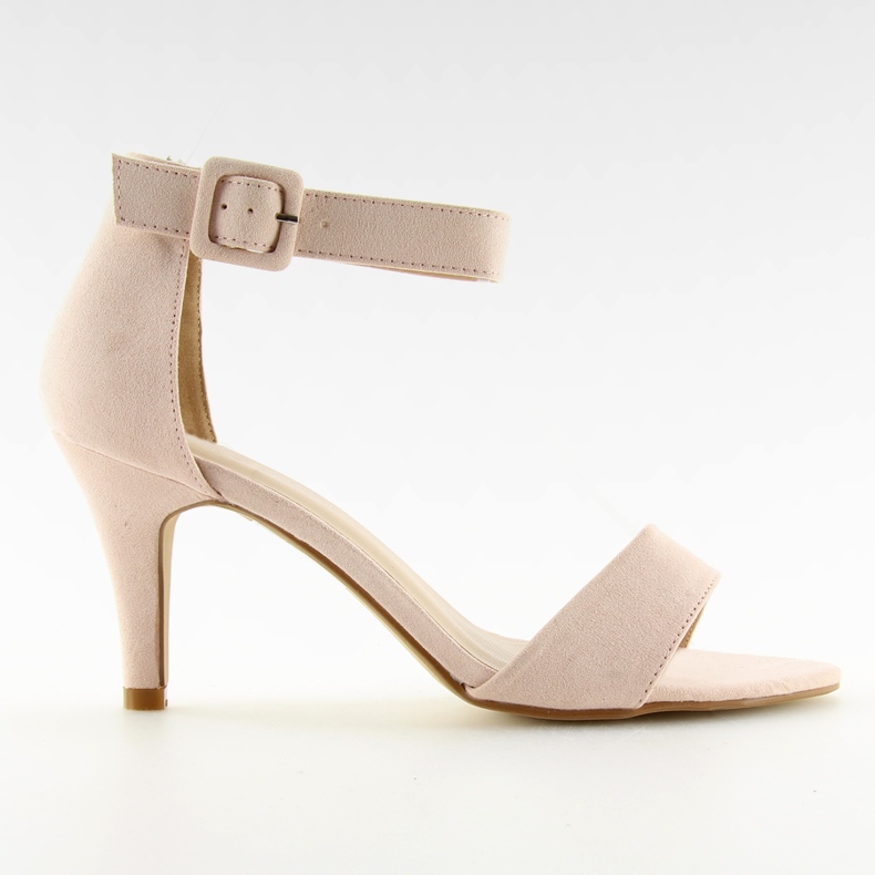 Sandałki na niewysokim obcasie różowe BL076