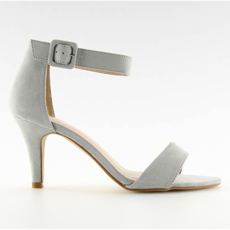 Sandałki na niewysokim obcasie szare BL0763