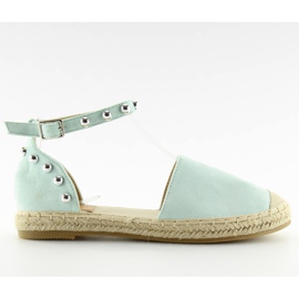 Espadryle z ćwiekami zielone A636-ESP-1 Green niebieskie