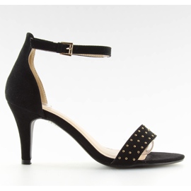 Sandałki na wygodnym obcasie czarne BL0764