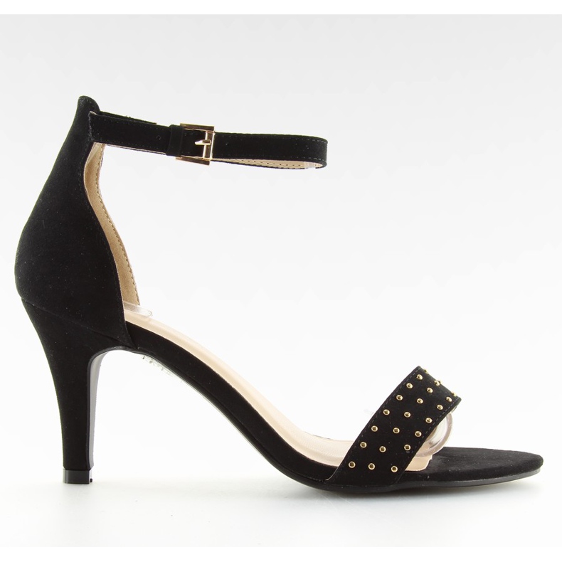 Sandałki na wygodnym obcasie czarne BL0764