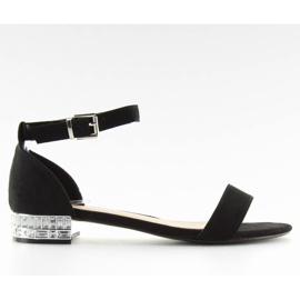 Sandałki z kryształkami czarne 99-78 black