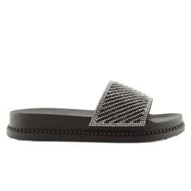 Klapki z cyrkoniami czarne 966 Black