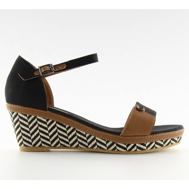 Sandałki na koturnie czarne J7731-8 black