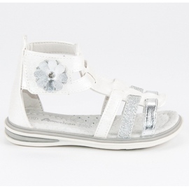 American Club Sandały z kwiatkiem american białe