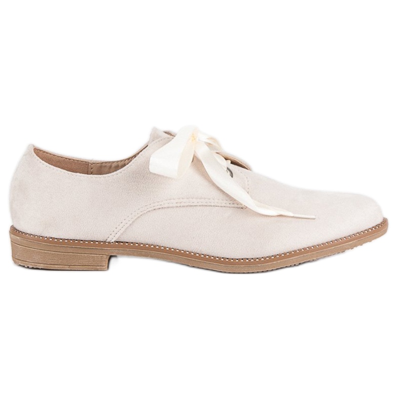 Półbuty z satynową wstążką brązowe