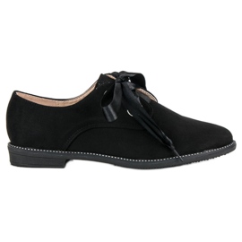 Półbuty z satynową wstążką czarne