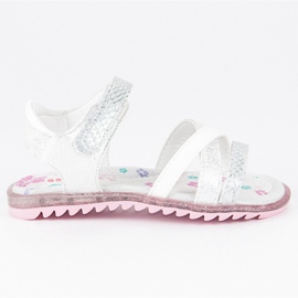 Hasby Sandałki na rzep białe