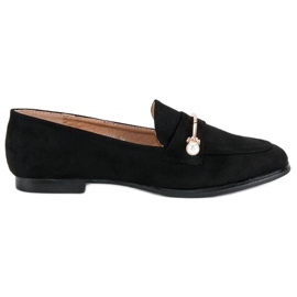 Czarne półbuty z perełkami