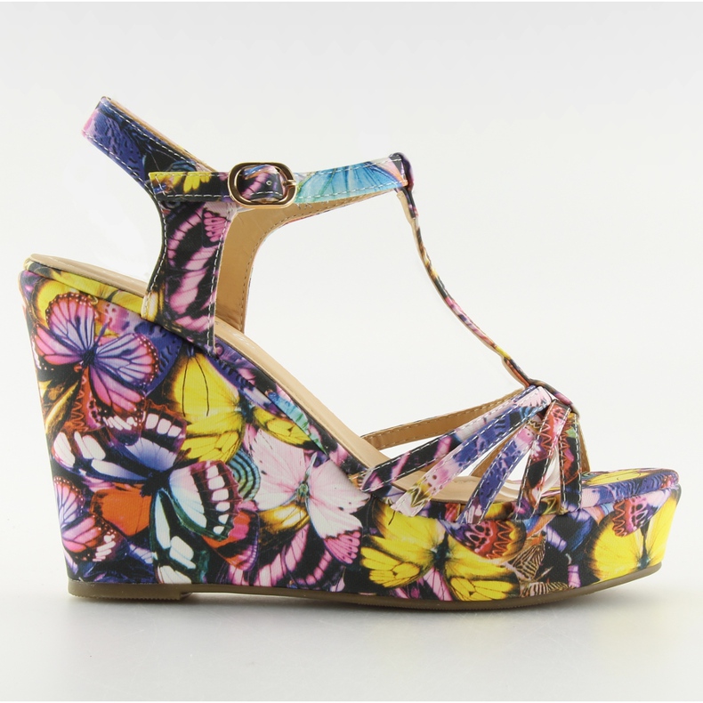 Sandałki na koturnie YX-17 black czarne