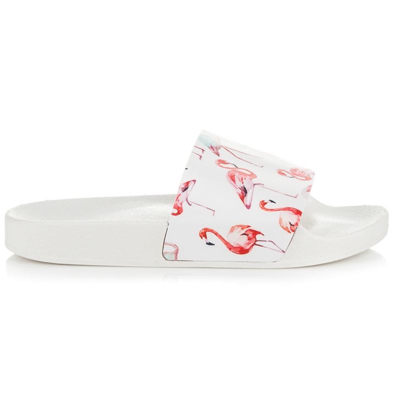 Vices Klapki z flamingami białe