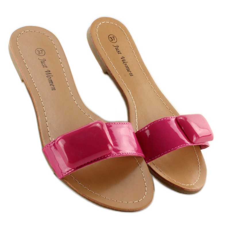 Klapki z paskiem 8293-60 Fuchsia różowe