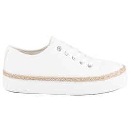 Kylie Wiązane creepersy na platformie białe