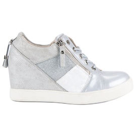 Kylie Modne sneakersy na koturnie szare