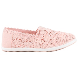 Różowe koronkowe baleriny