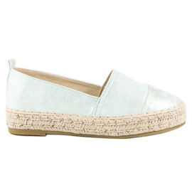 Wsuwane espadryle na platformie zielone