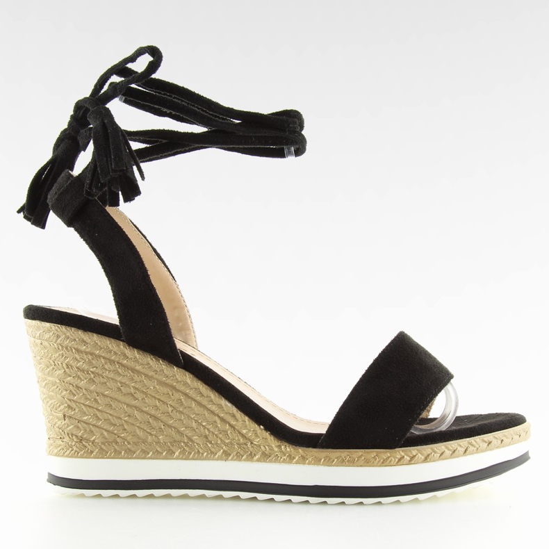 Sandałki na koturnie czarne JH630 black